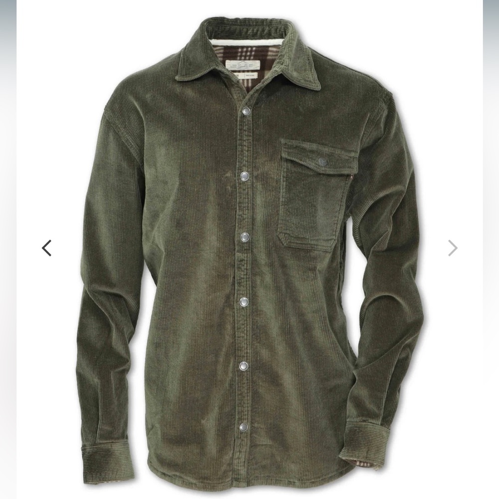 Purnell Men’s Stretch Corduroy Shirt Jacket- Olive- Size Medium